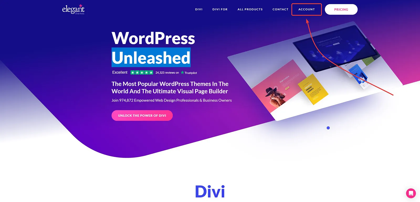 Divi 完整教學:官網首頁上方的 Account