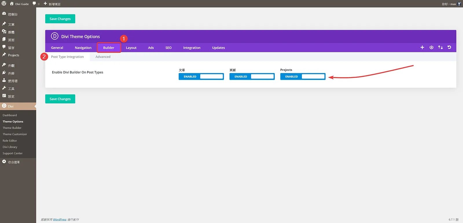 Builder/Post Type Integration:頁面編輯器整合。